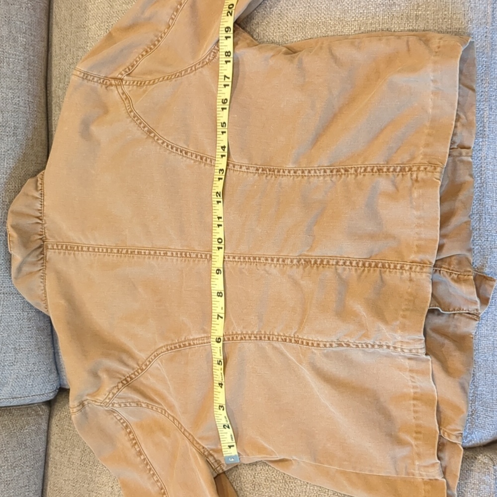 Free People Ruffled Military Jacket Tan Size Large 100% Cotton - Picture 16 of 16